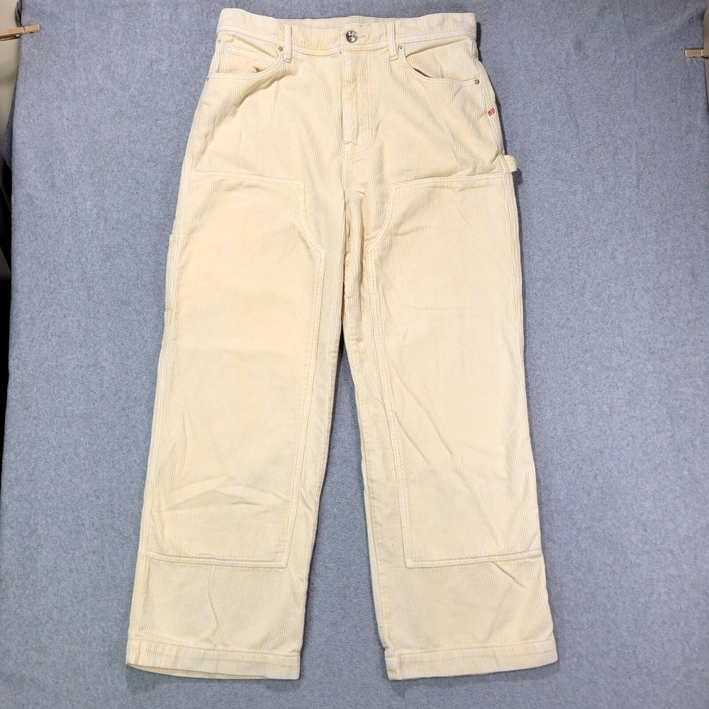 BDG Carpenter Pants Women Fit 34x29 Cream Corduroy Double Knee High Rise Utility